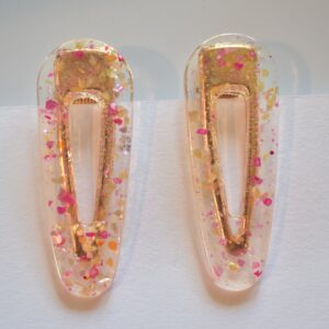 Pink and Yellow Oval Hair Clip Set