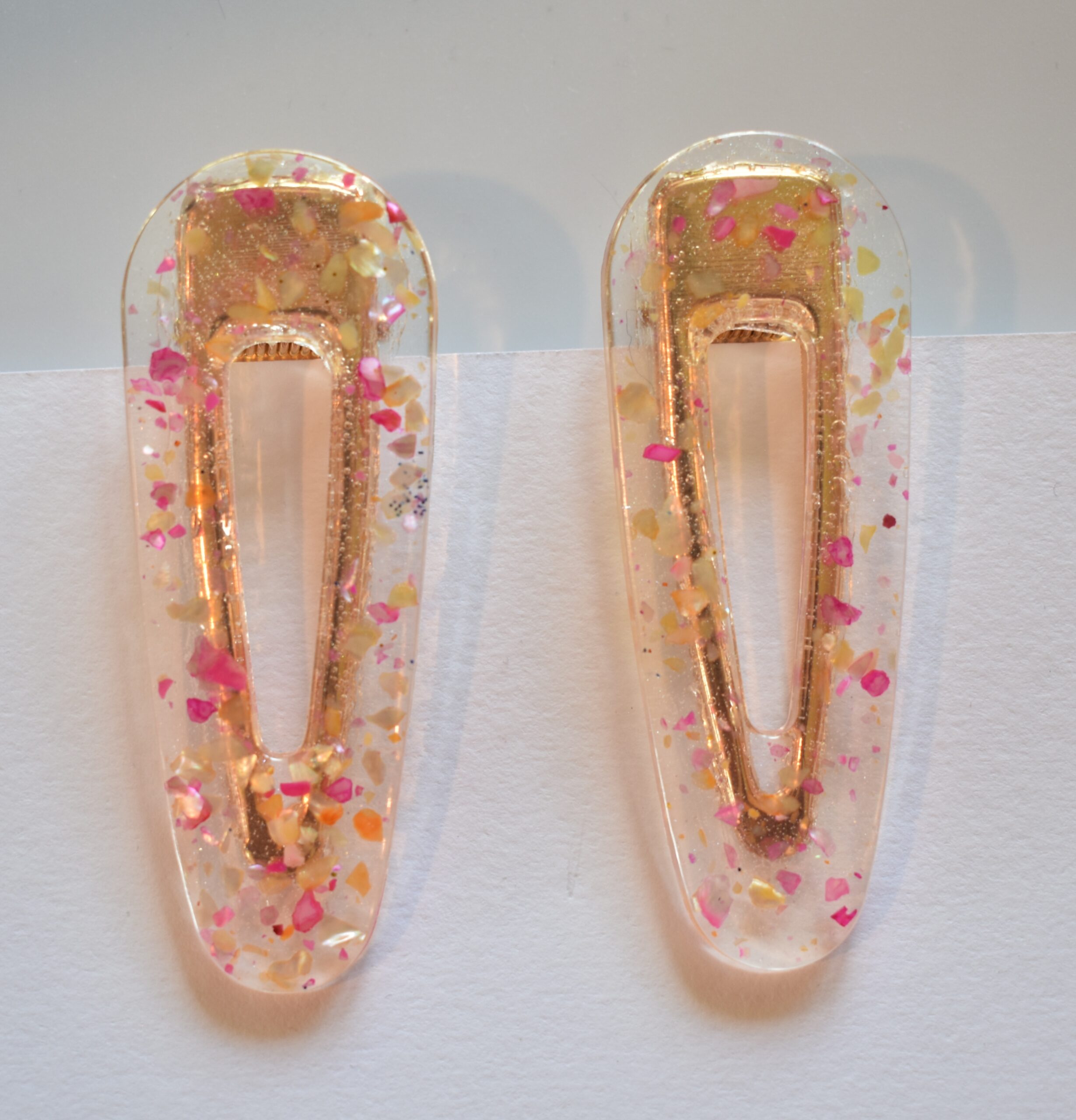 Pink and Yellow Oval Hair Clip Set