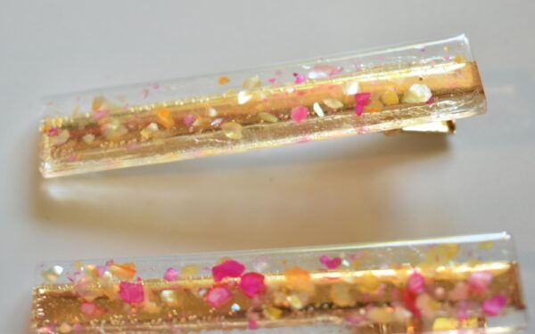 Pink and Yellow Line Hair Clip Set - Image 5