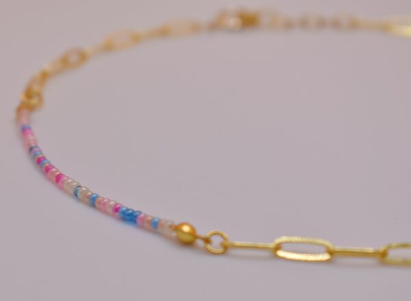 Gold, Pink, & Blue Necklace and Bracelet Set - Image 5