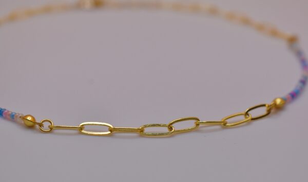 Gold, Pink, & Blue Necklace and Bracelet Set - Image 6