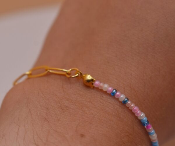 Gold, Pink, & Blue Necklace and Bracelet Set - Image 8
