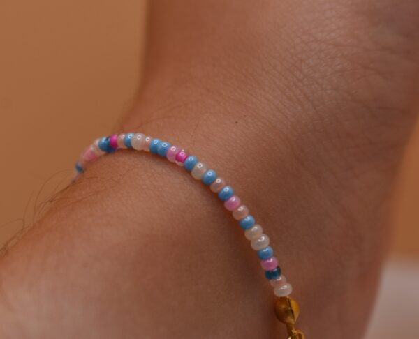 Gold, Pink, & Blue Necklace and Bracelet Set - Image 9