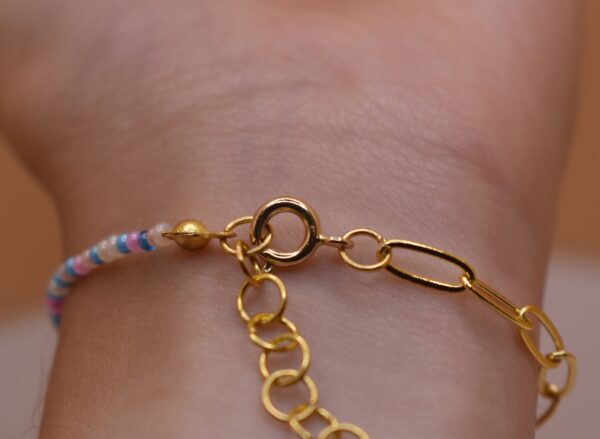 Gold, Pink, & Blue Necklace and Bracelet Set - Image 10
