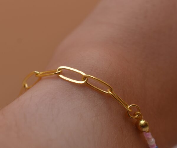 Gold, Pink, & Blue Necklace and Bracelet Set - Image 11