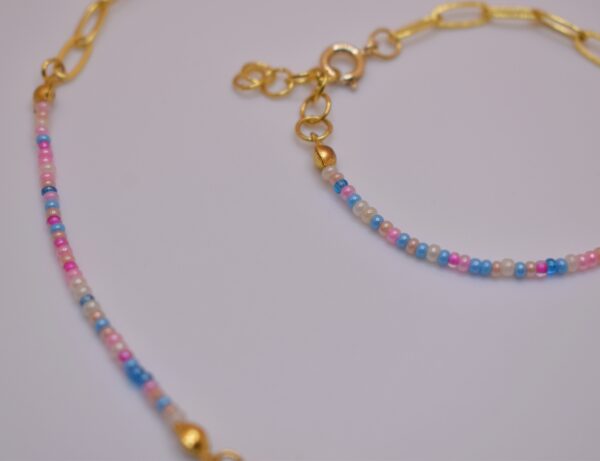 Gold, Pink, & Blue Necklace and Bracelet Set - Image 15