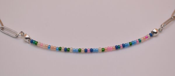 Silver, Pink, Green, Yellow, & Blue Necklace and Bracelet Set - Image 2