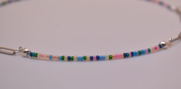 Silver, Pink, Green, Yellow, & Blue Necklace and Bracelet Set - Image 4