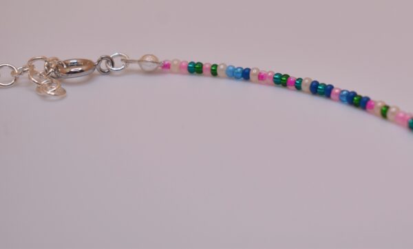 Silver, Pink, Green, Yellow, & Blue Necklace and Bracelet Set - Image 5