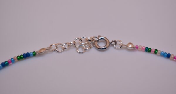 Silver, Pink, Green, Yellow, & Blue Necklace and Bracelet Set - Image 6