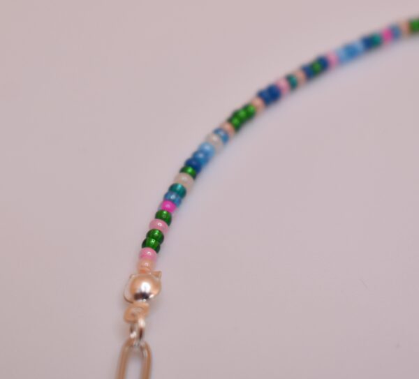 Silver, Pink, Green, Yellow, & Blue Necklace and Bracelet Set - Image 7