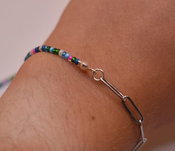 Silver, Pink, Green, Yellow, & Blue Necklace and Bracelet Set - Image 8