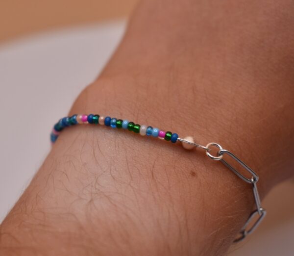 Silver, Pink, Green, Yellow, & Blue Necklace and Bracelet Set - Image 11