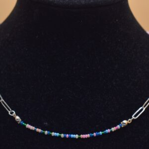 Silver, Pink, Green, Yellow, & Blue Necklace and Bracelet Set