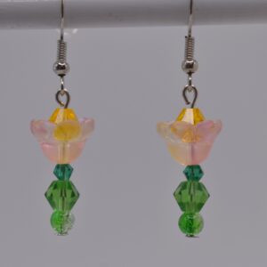 Pink Standing Flower Earrings