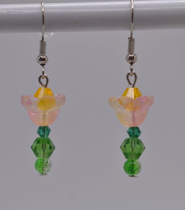 Pink Standing Flower Earrings