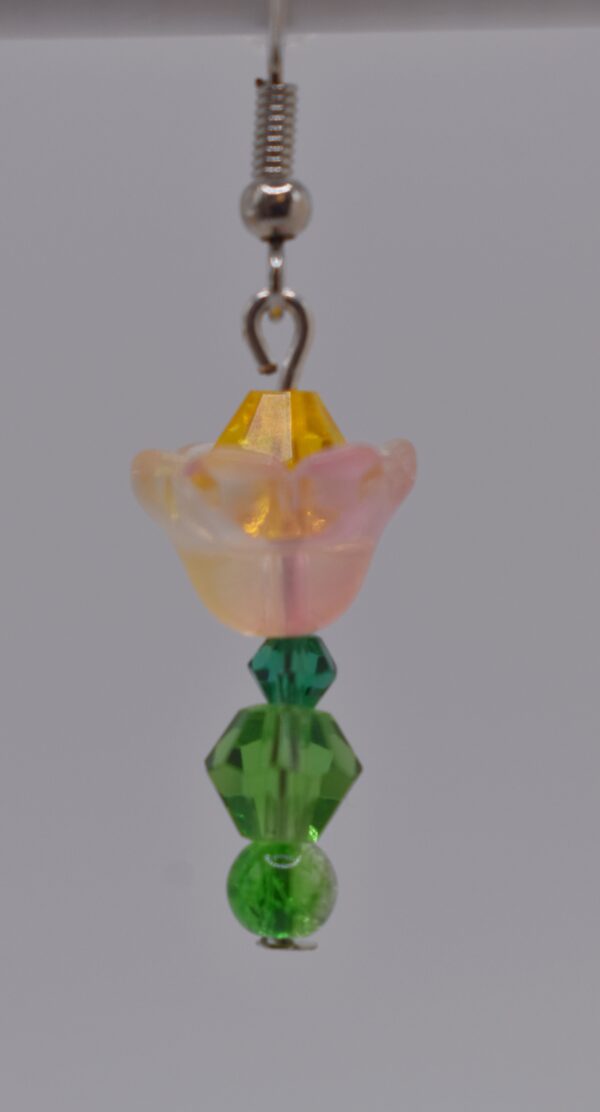 Pink Standing Flower Earrings - Image 3
