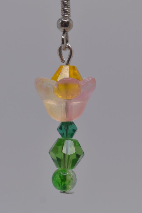 Pink Standing Flower Earrings - Image 4