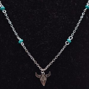Teal Bead Longhorn Necklace