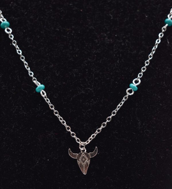 Teal Bead Longhorn Necklace