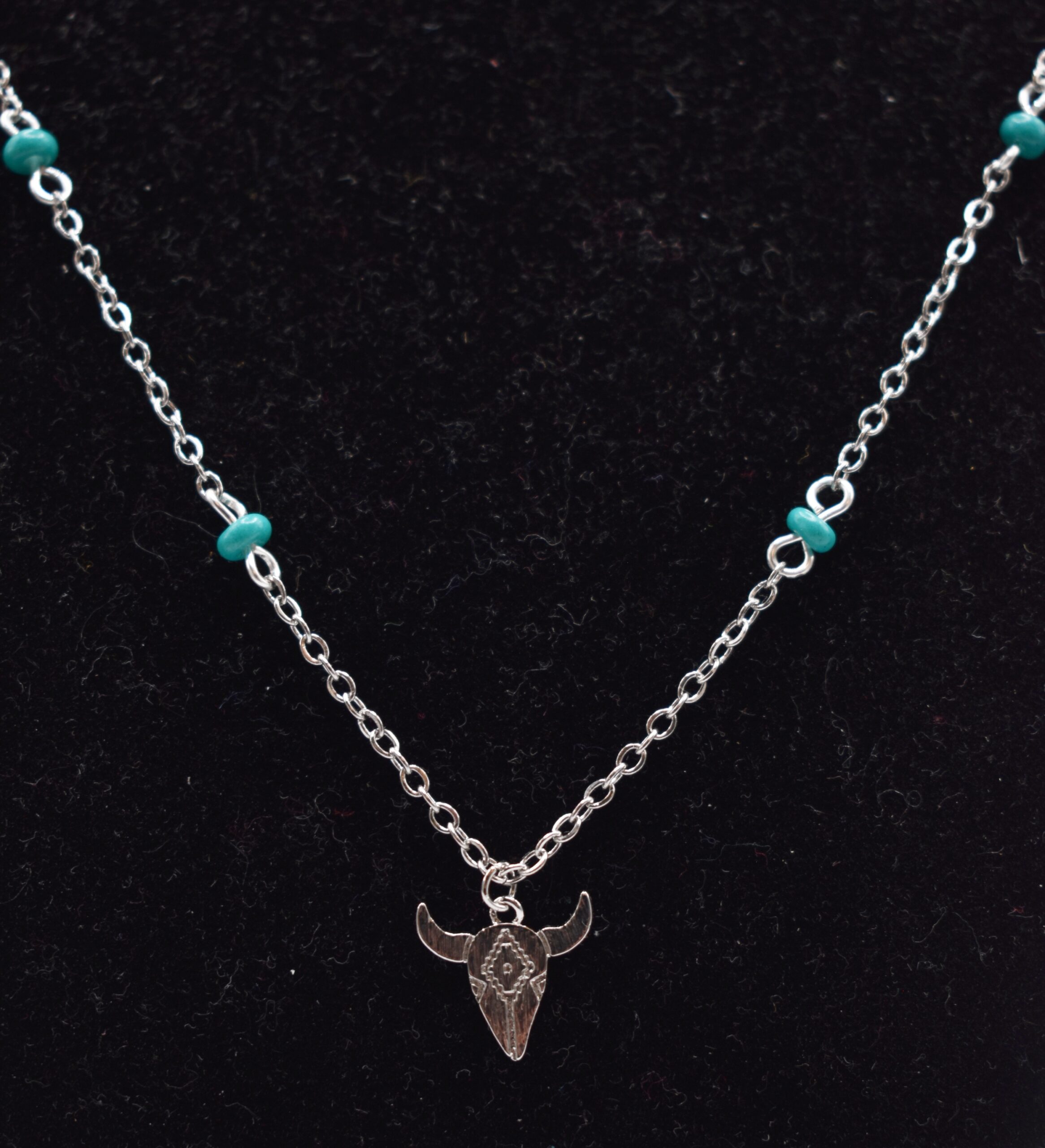 Teal Bead Longhorn Necklace