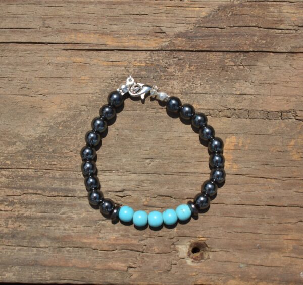 Black Pearl & Turquoise Bead Bracelet - Image 5