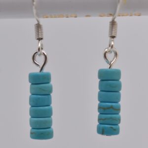 Flat Circle Turquoise Bead Earrings