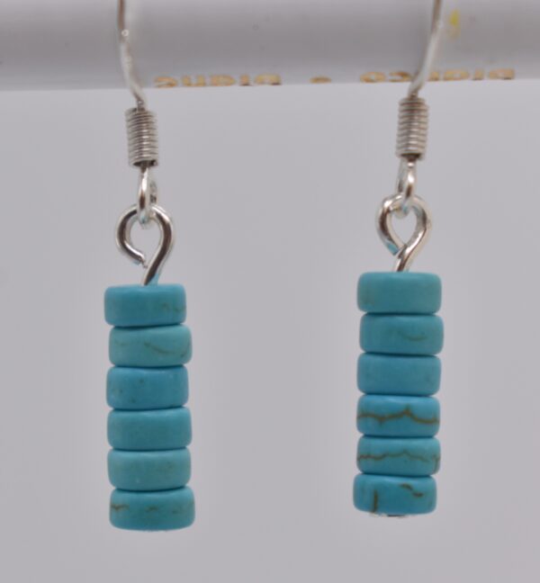 Flat Circle Turquoise Bead Earrings