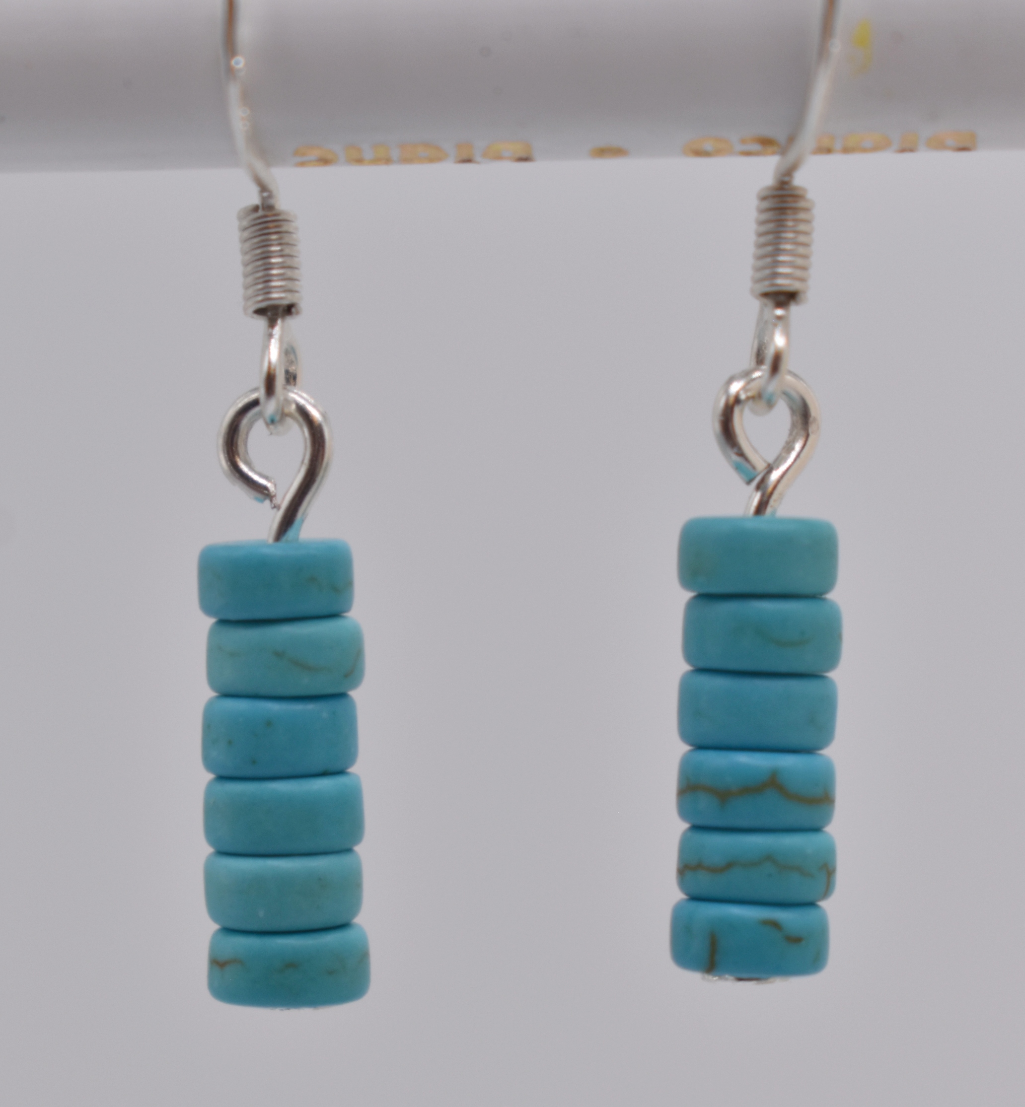 Flat Circle Turquoise Bead Earrings