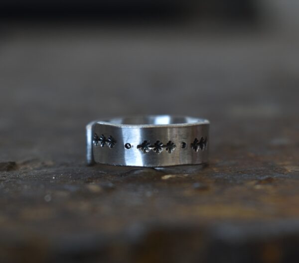 Metal Stamp Longhorn Dot Line Ring - Image 3