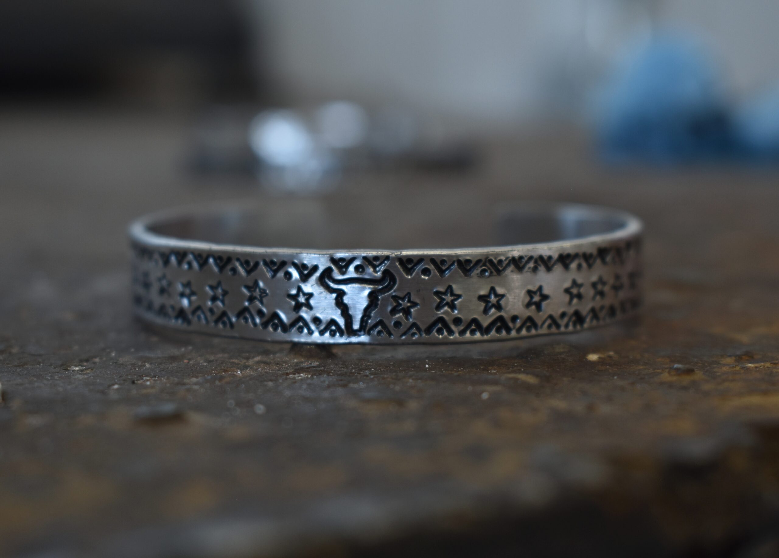 Metal Stamp Longhorn Star Bracelet