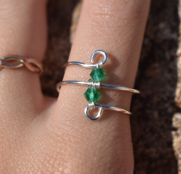 Silver Double Layer Small Bead Ring - Image 3
