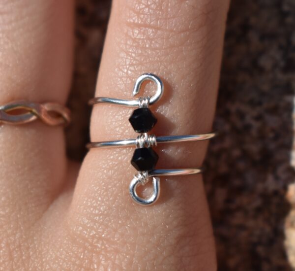 Silver Double Layer Small Bead Ring - Image 5
