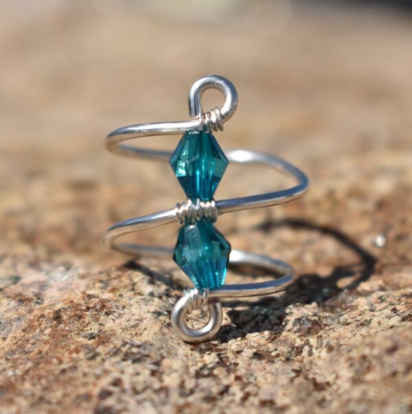 Silver Double Layer Big Bead Ring - Image 2