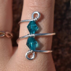 Silver Double Layer Big Bead Ring