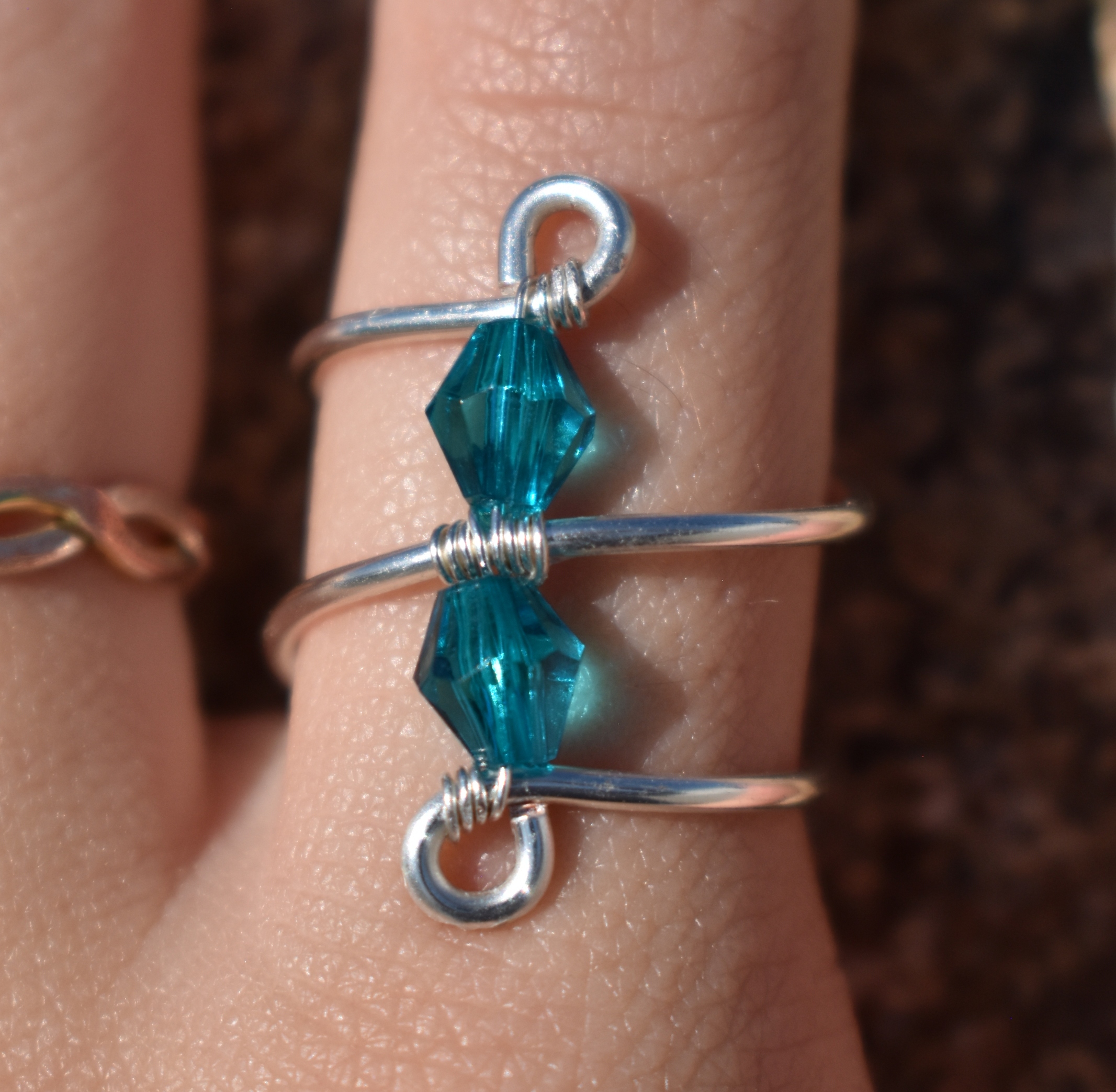 Silver Double Layer Big Bead Ring