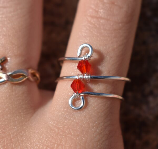 Silver Double Layer Small Bead Ring - Image 2