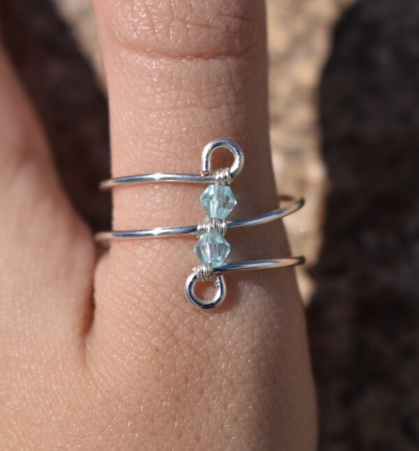 Silver Double Layer Small Bead Ring - Image 4