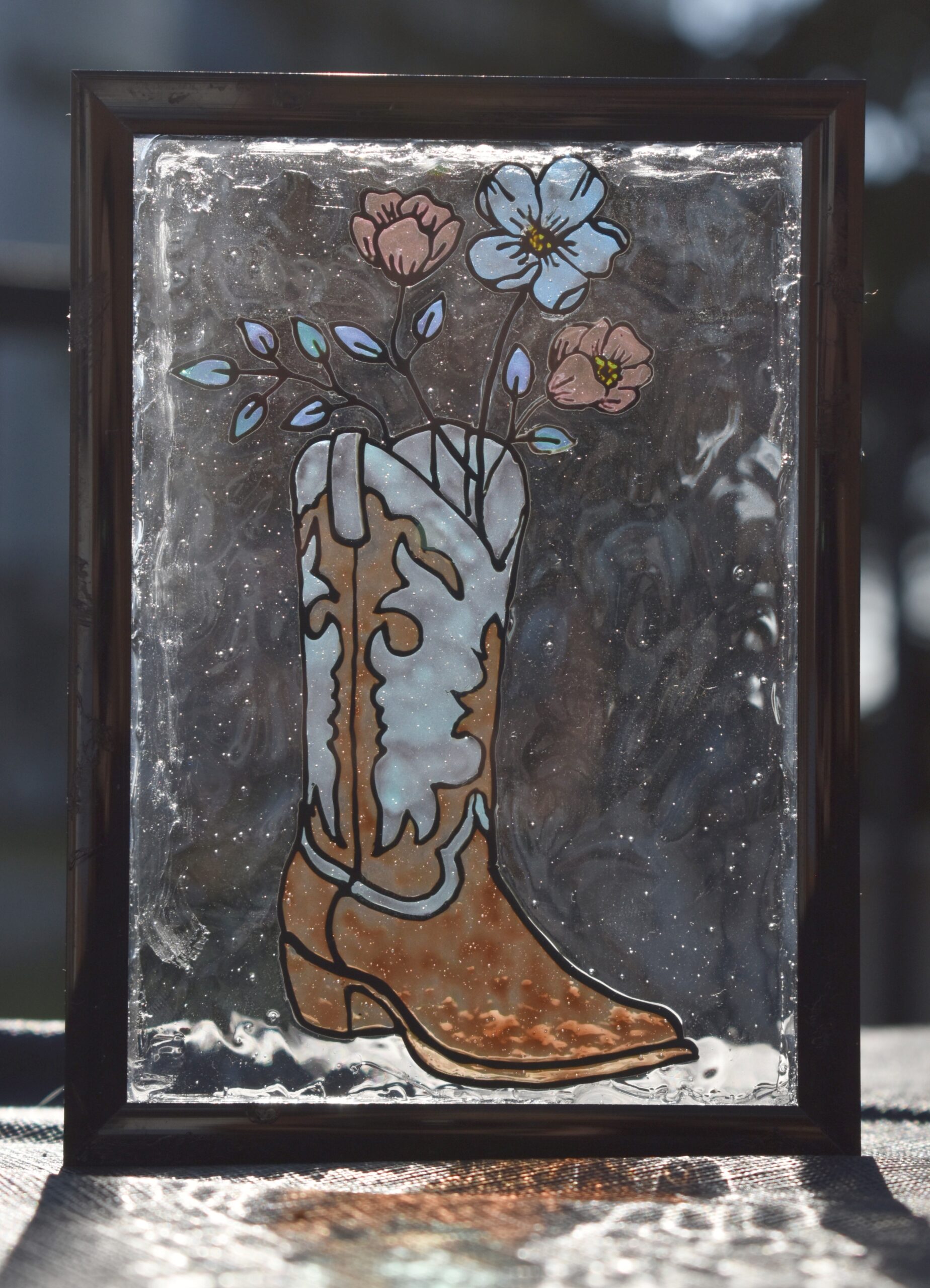 Flower Boot Stained Glass