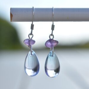 Purple Stone Teardrop Earrings