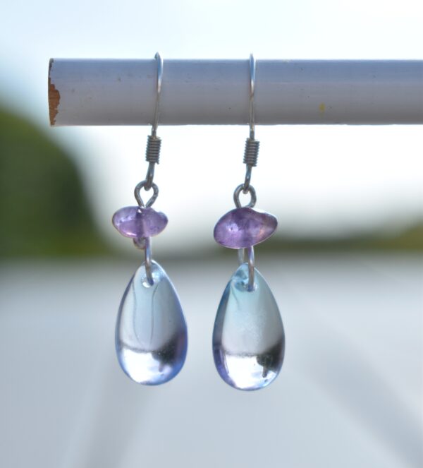 Purple Stone Teardrop Earrings
