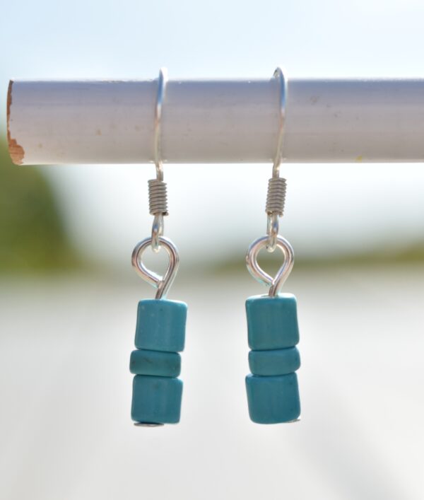 Turquoise 3 Bead Earrings