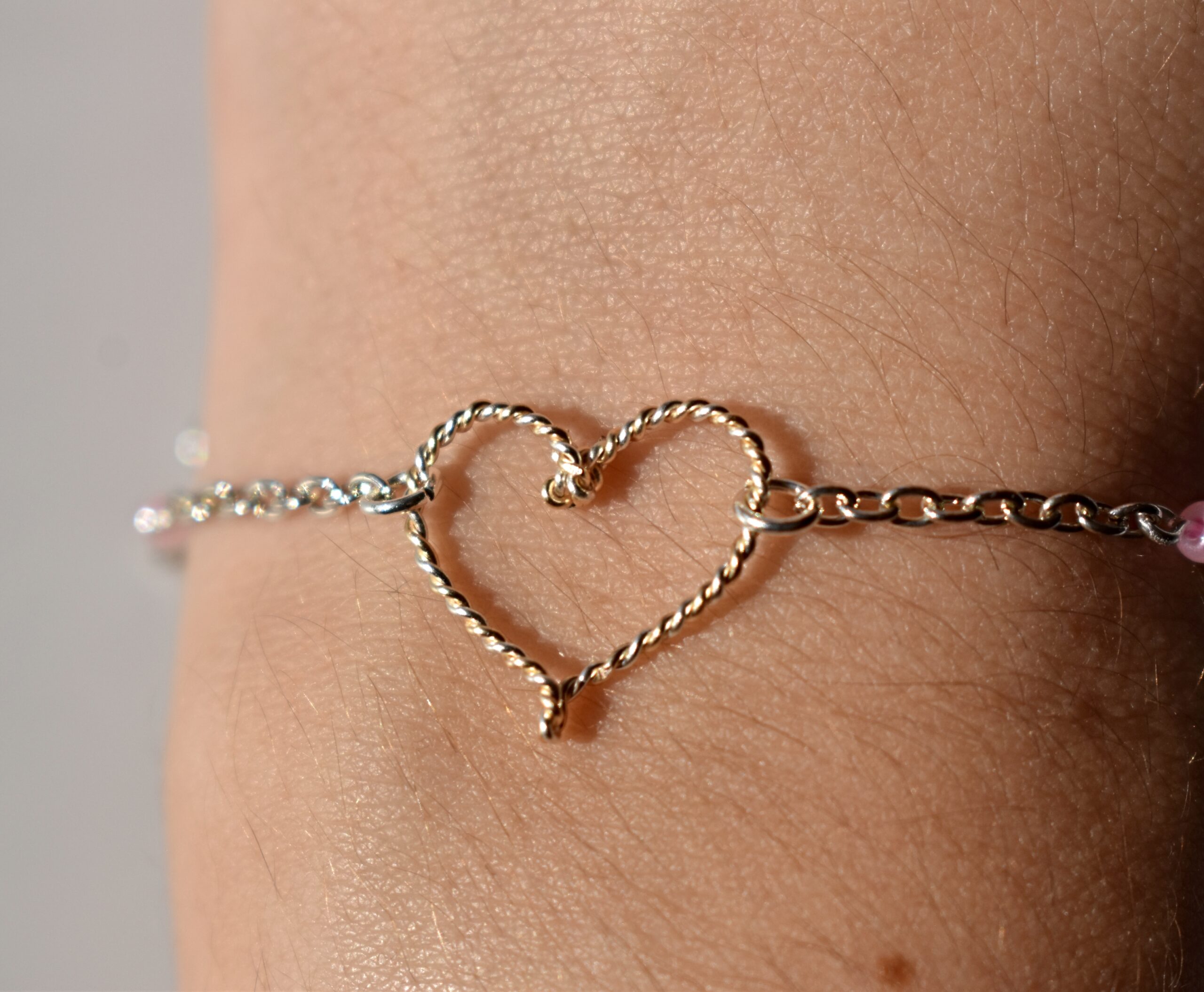 Silver Twisted Heart Bracelet