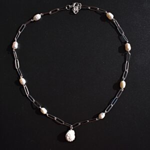 Silver Paperclip and Pearl Set