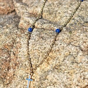 Blue Cross Charm Necklace