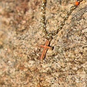 Orange Cross Charm Necklace