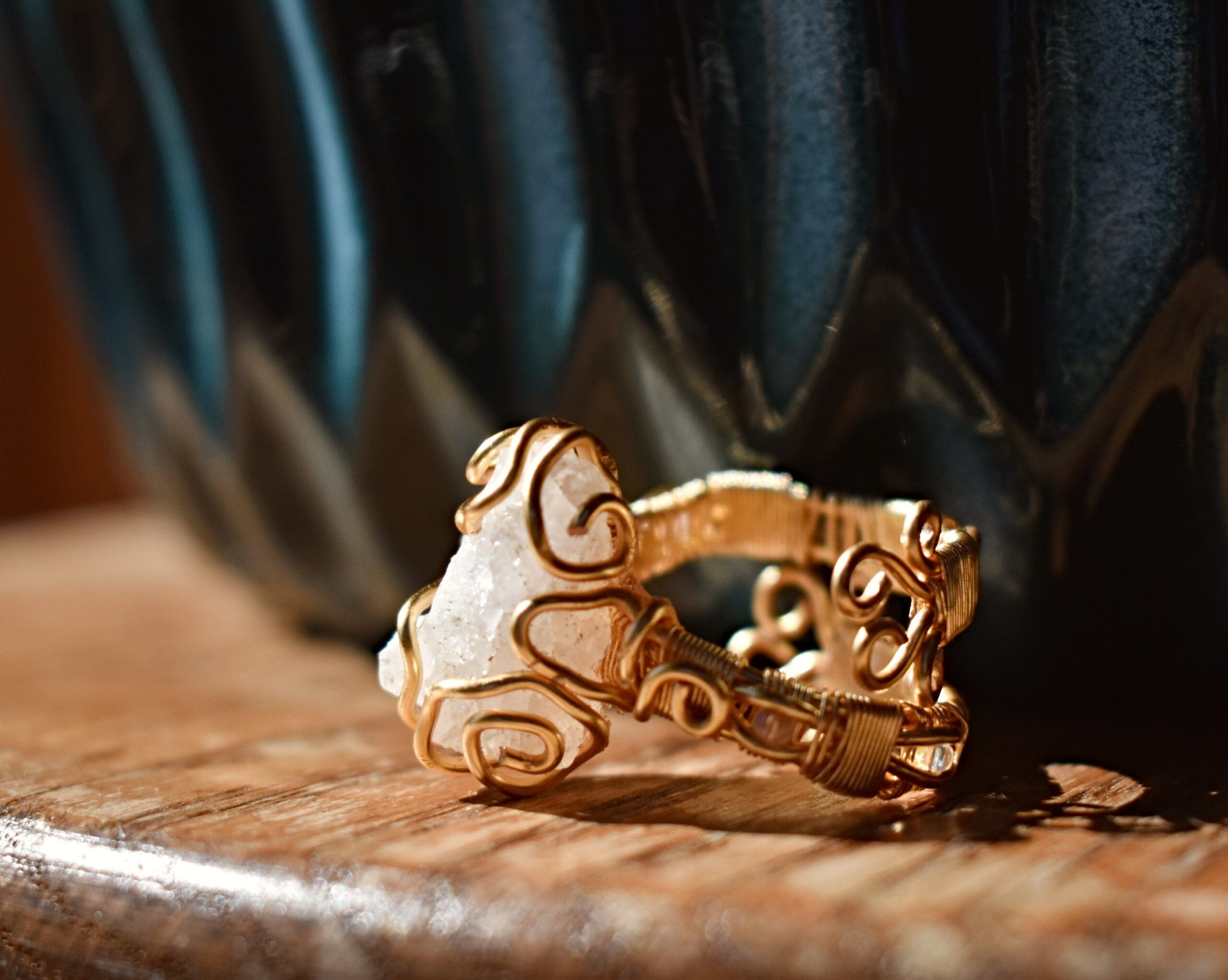 Adjustable Wire Wrapped Stone Ring