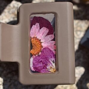 Pink and Brown Resin Hair Clip