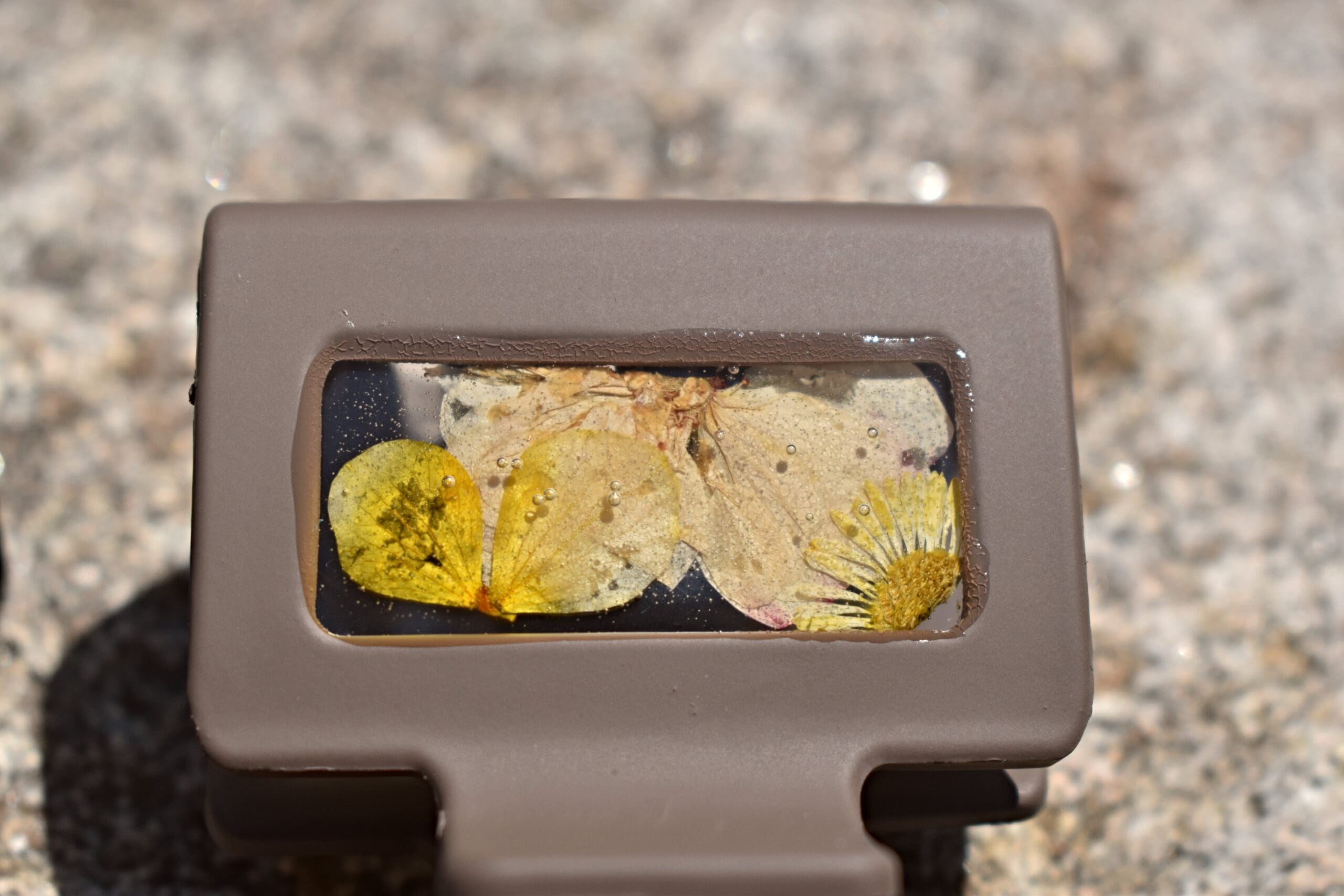 Yellow and Brown Resin Hair Clip