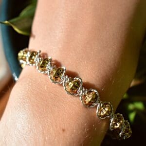 Mixed Metals Beaded Wire Bracelet